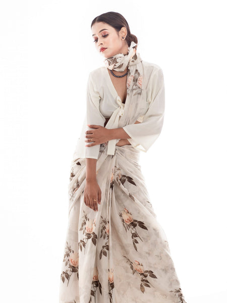 White Georgette Saree for Women | Elegant Lightweight Ethnic & Party Wear Saree