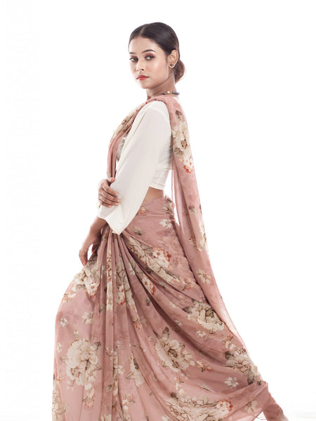 Premium Brown Georgette Saree | Graceful Designer Saree for Festive & Occasion Wear