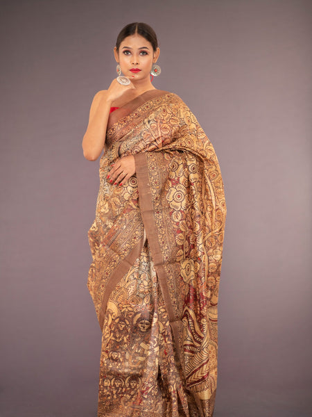 Vishaaka Mustard Tussar Silk Zari Saree | Elegant Traditional Ethnic Wear for Women