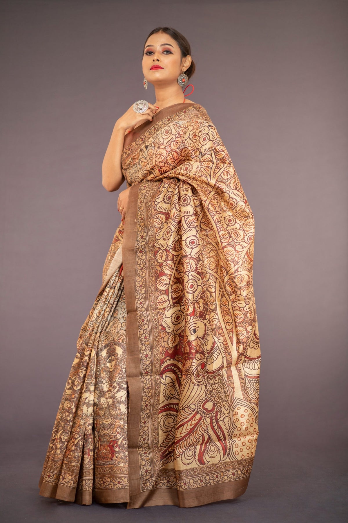 Vishaaka Mustard Tussar Silk Zari Saree | Elegant Traditional Ethnic Wear for Women