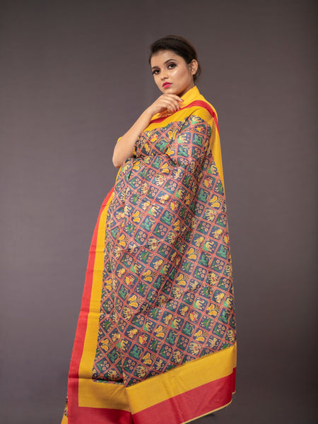 Mayurie Elegant Blue Tussar Silk Saree with Zari Border – Classic & Royal Ethnic Wear for Festive Elegance