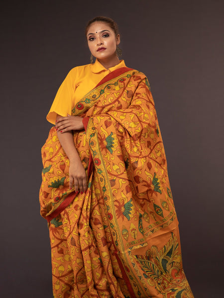 Harini Handcrafted Yellow Tussar Saree | Graceful Ethnic Fashion for Women
