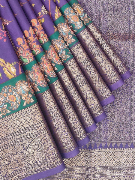 Mayurie Premium Violet Kanjivaram Silk Saree with Traditional South Indian Weaving