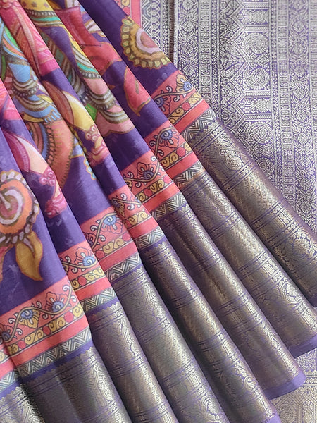 Devikriti Elegant Violet Silk Saree in Kanjivaram Weave for Bridal & Festive Celebrations